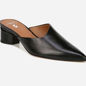 Franco Sarto Black Leather Mules with Pointed Toe Size 10